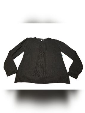 Women’s XL Relativity Black With Shimmer Cable Knit Sweater